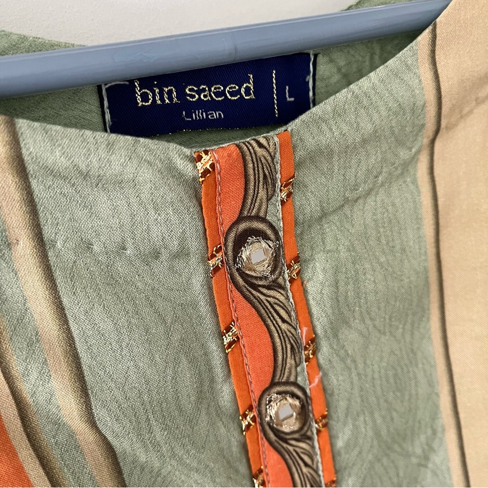 Salwar Kameez in Sage Green and Orange - Picture 9 of 12